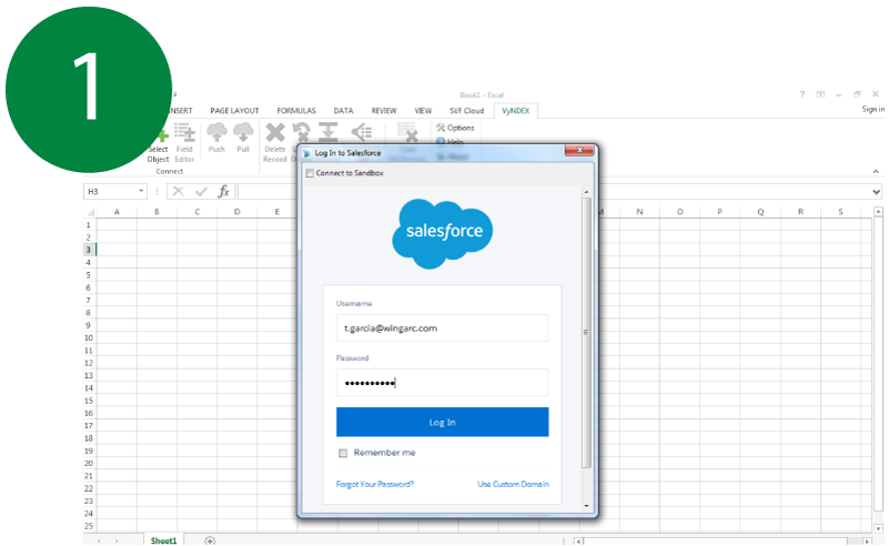 Log in to Salesforce in Excel